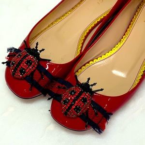 Gucci Red Patent Ladybug Flats